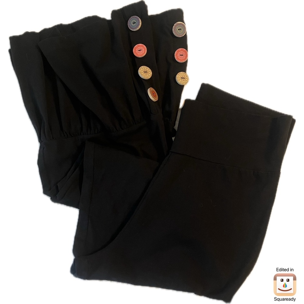 Luckybird Ruffle Bottom Black Pants